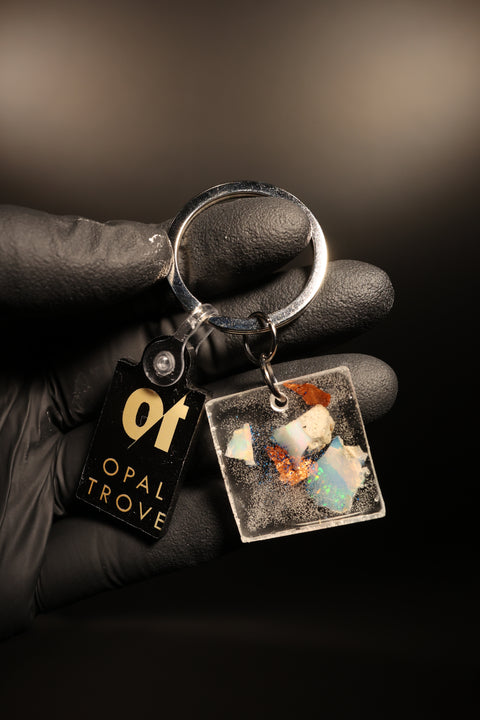 24k Gold Leaf Opal Resin Keychain