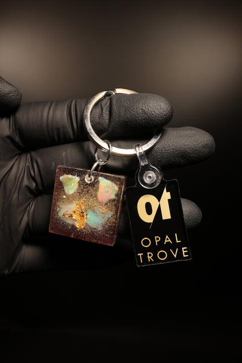 24k Gold Leaf Opal Resin Keychain