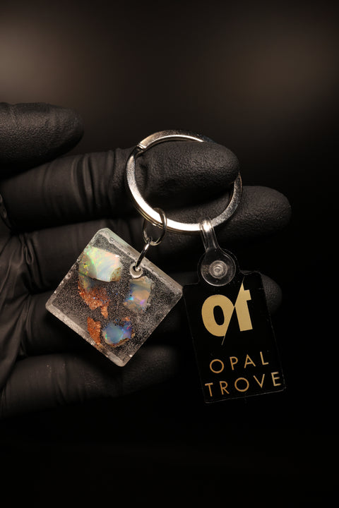 24k Gold Leaf Opal Resin Keychain